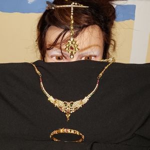 Kundan bracelet, necklace, earrings, jewelry set